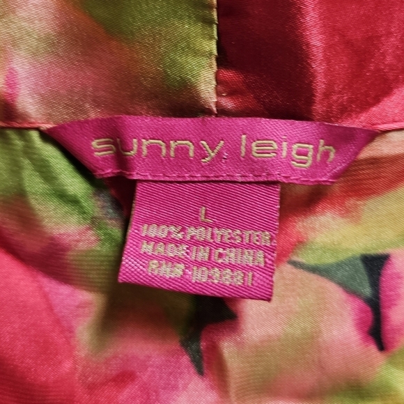 Sunny Leigh y2k wrap deep v-neck colorful feminine satin peplum blouse Size L - Picture 5 of 5